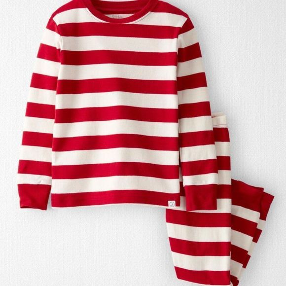 𝅺LITTLE Planet Organic Cotton 2-Piece PJs Red Stripes - Picture 4 of 4
